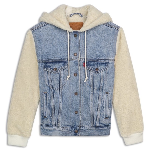 Levi’s EX-BOYFRIEND SHERPA HOODED TRUCKER JACKET MED - Picture 1 of 8